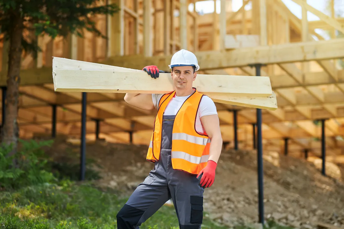 Un menuisier sur un chantier de construction